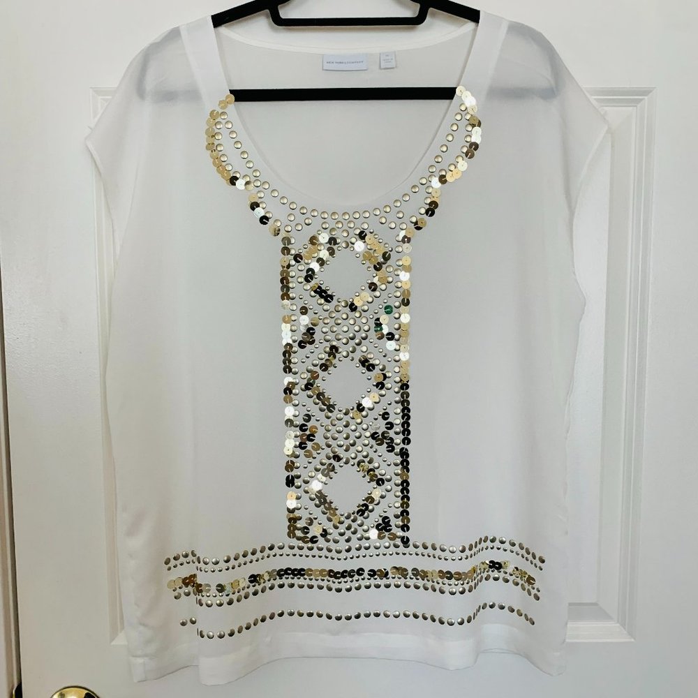 ✨ NY&Co Metallic Sequin 🌟 Embellished Blouse